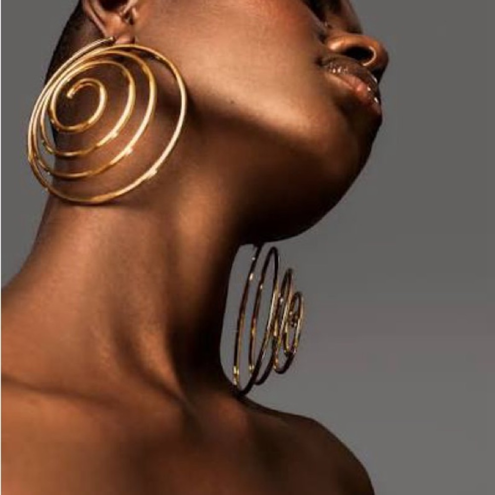 Gold Spiral Hoop Earrings - Women Jewelry
